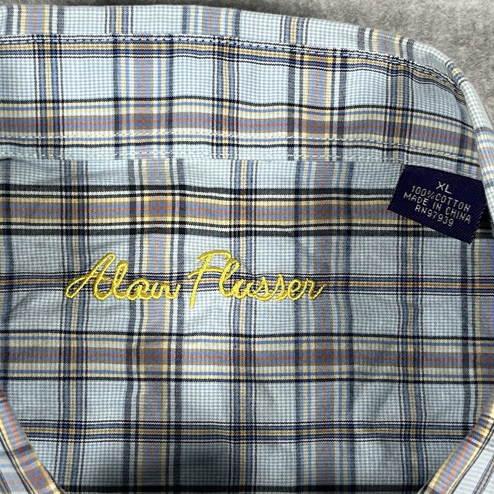 Alan Flusser Shirt XL Colorful Plaid Casual Cotton Button Up Long Sleeve Mens - Picture 3 of 9